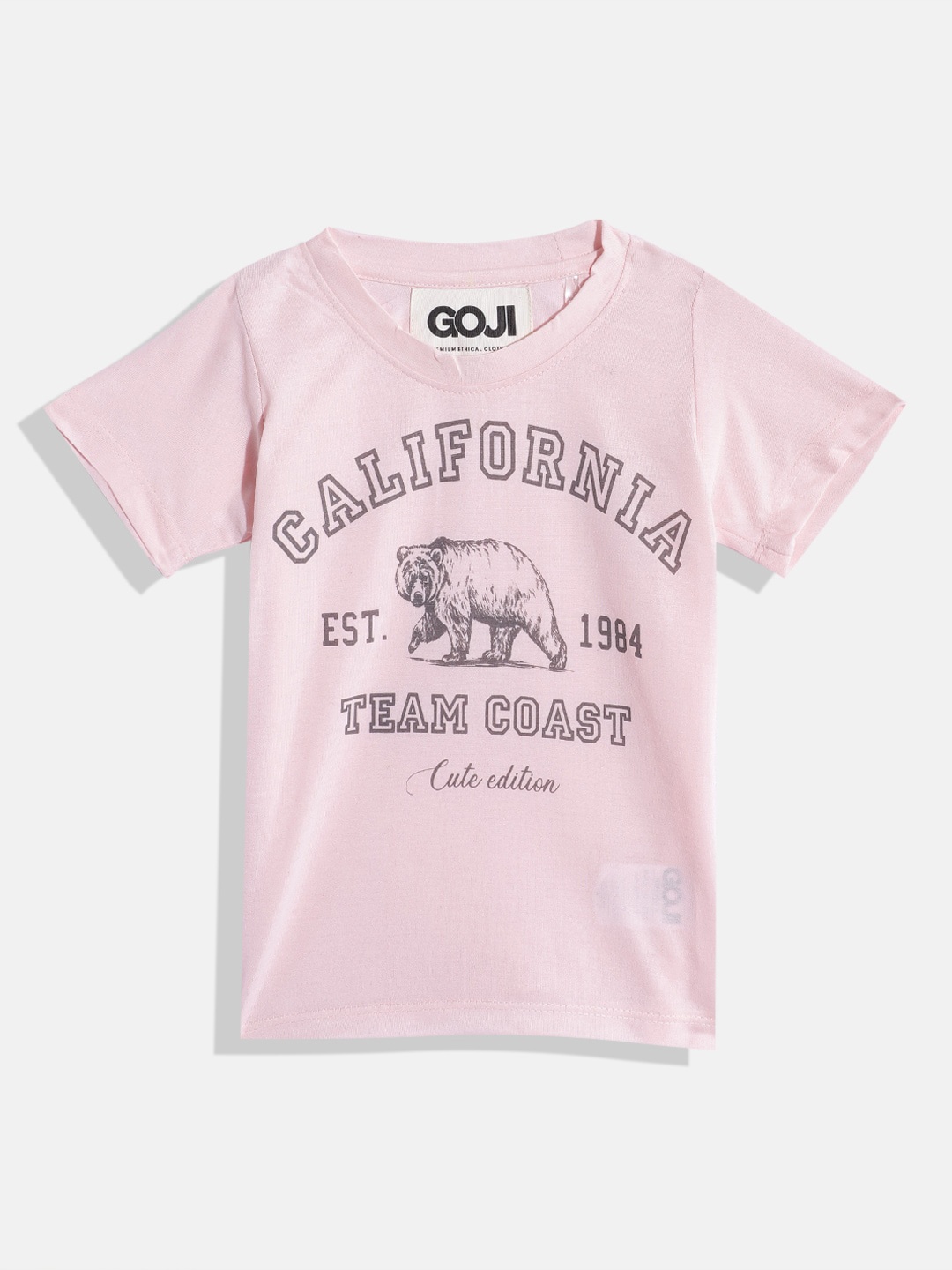 

GOJI Kids Typography Printed Cotton T-shirt, Peach