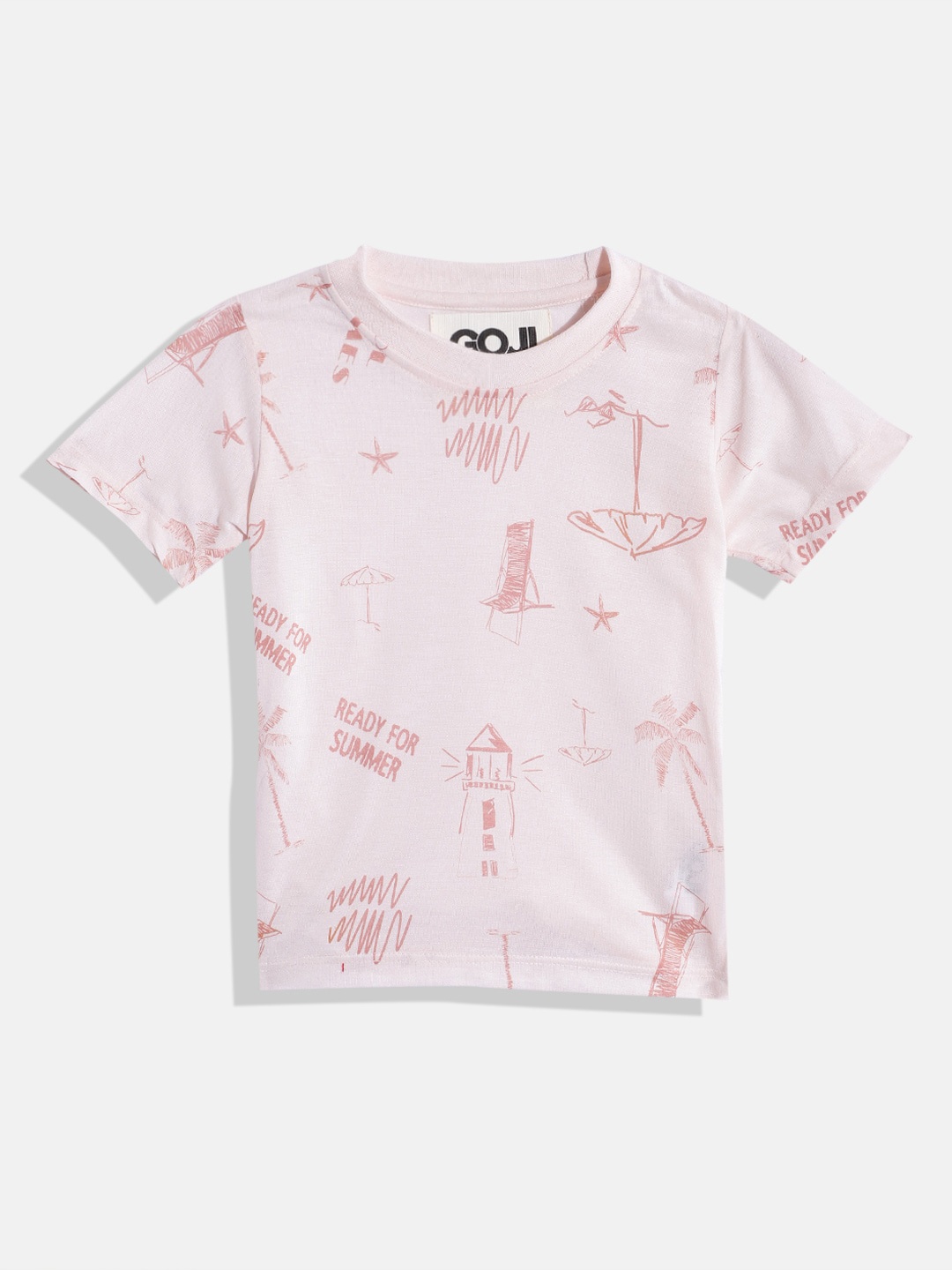 

GOJI Kids Typography Printed Cotton T-shirt, Peach