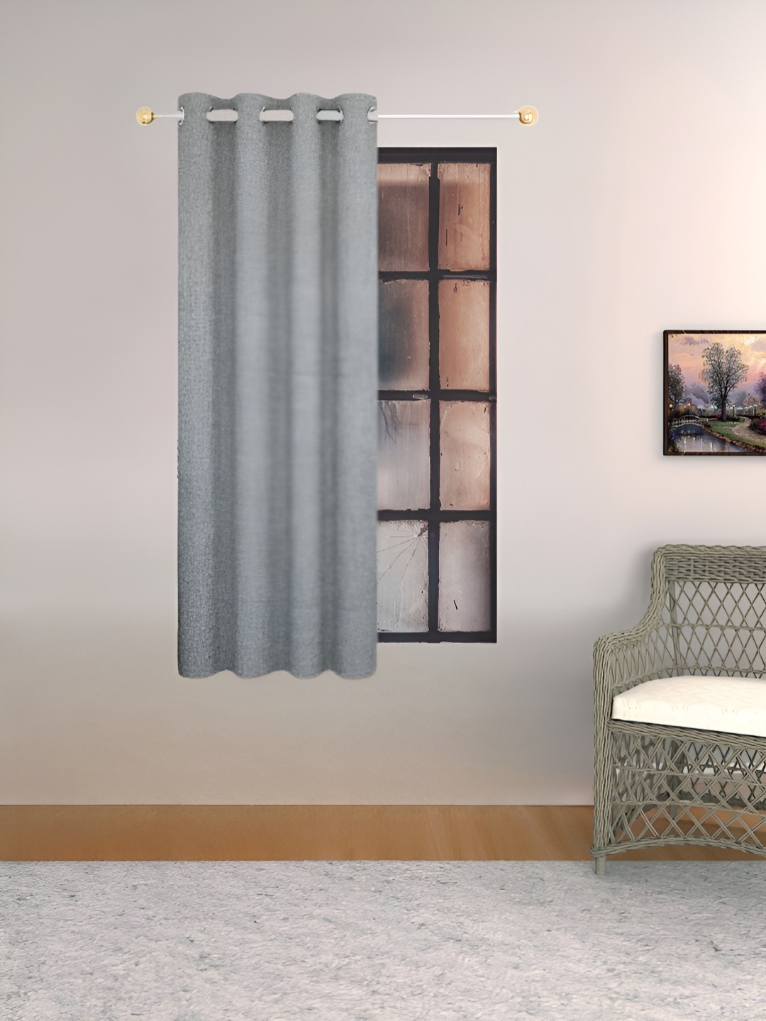 

THE CONVERSION Grey jute Cotton Room Darkening Window Curtain