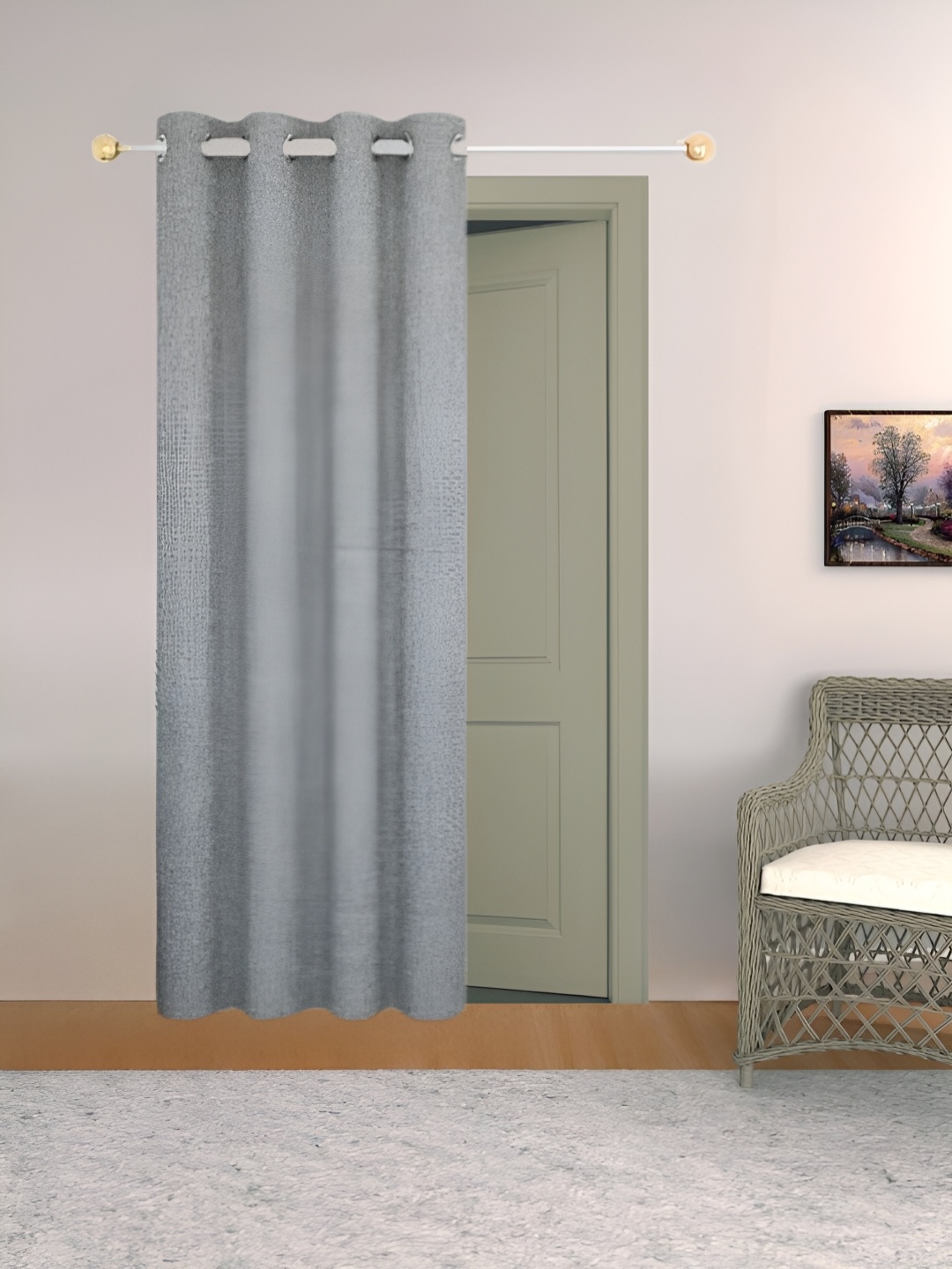 

THE CONVERSION Grey Room Darkening Jute Door Curtain