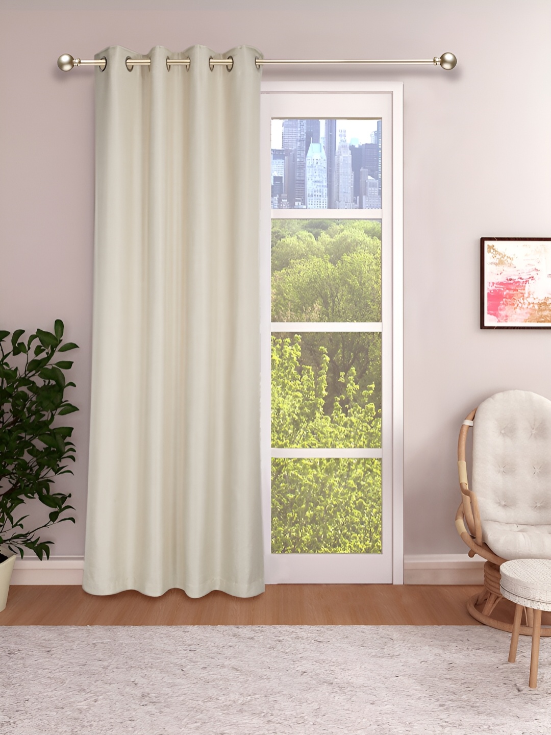 

THE CONVERSION Cream-Coloured Room Darkening Jute Long Door Curtain