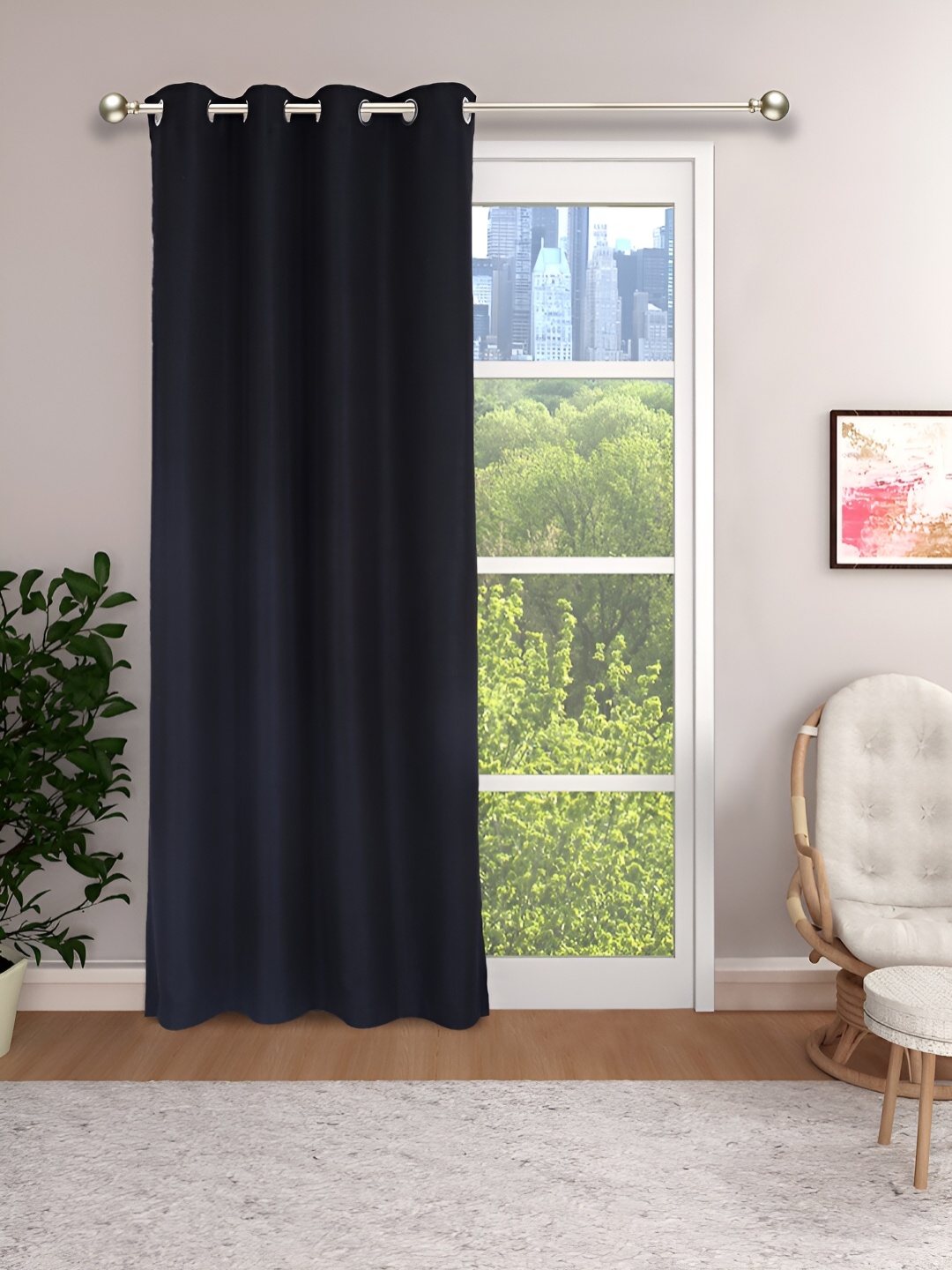 

THE CONVERSION Black Room Darkening Jute Long Door Curtain