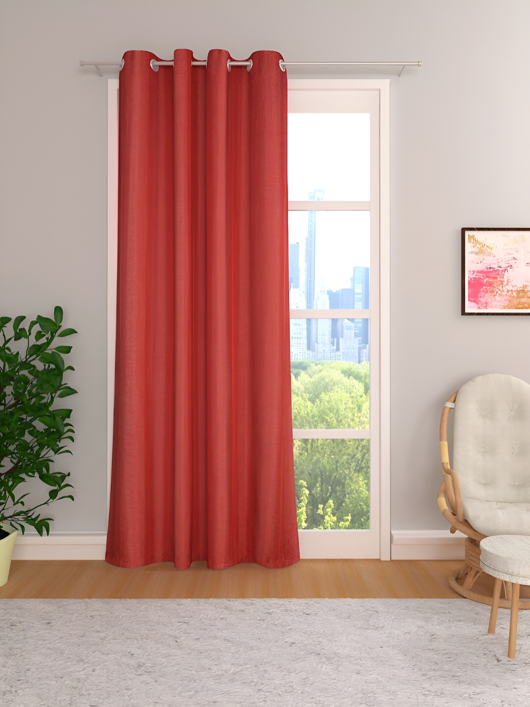 

THE CONVERSION Orange Jute Cotton Room Darkening Door Curtain