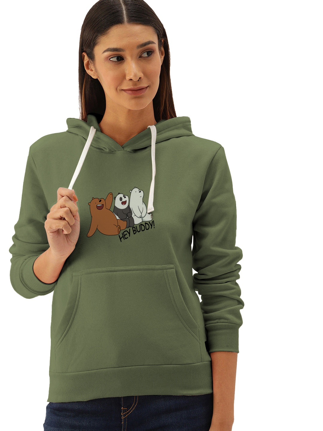 

BAESD Graphic Printed Hooded Cotton Sweatshirt, Green