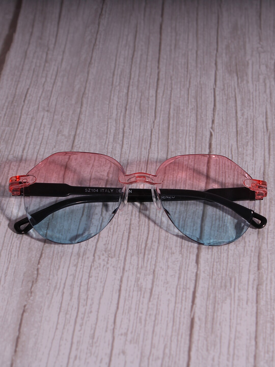 

DukieKooky Unisex Kids Rimless Aviator Sunglasses with UV Protected Lens, Pink
