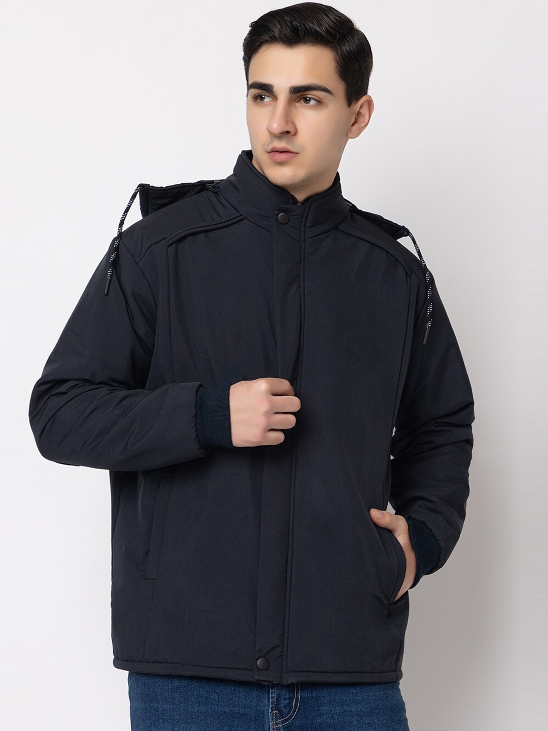 

TYSORT Hooded Lightweight Woollen Bomber Jacket, Navy blue