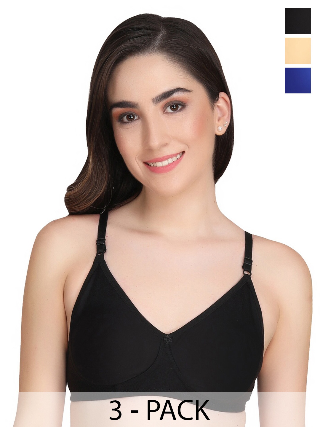 

Liigne Pack Of 3 Full Coverage Lightly Padded Seamless Everyday Bra With All Day Comfort, Beige