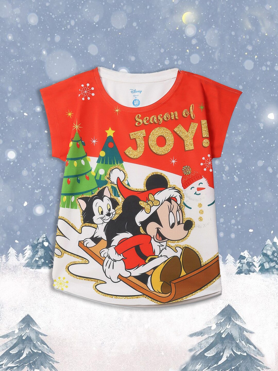 

YK Disney Girls Mickey Mouse Printed Top, Red