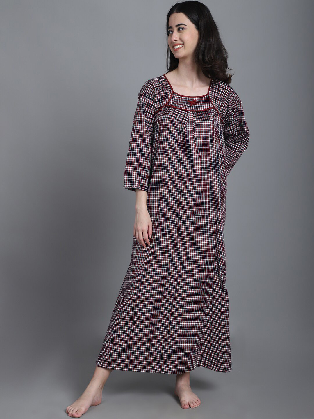 

Shararat Checked Maxi Nightdress, Red