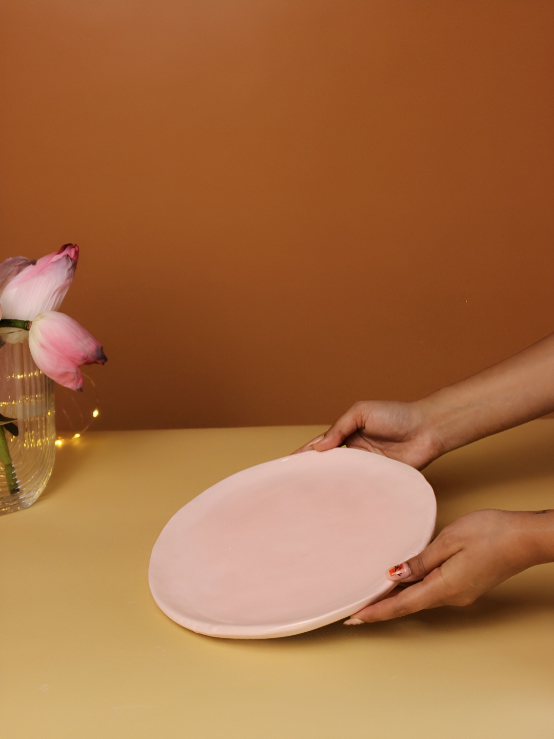 

The Orby House Pink Textured Ceramic Glossy Plate