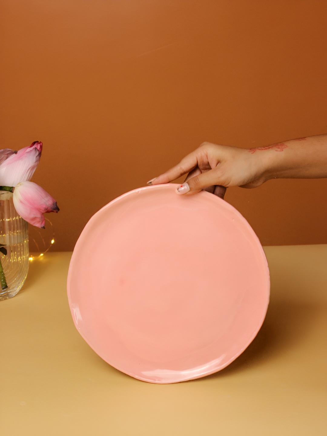 

The Orby House Peach Ceramic Glossy Plate