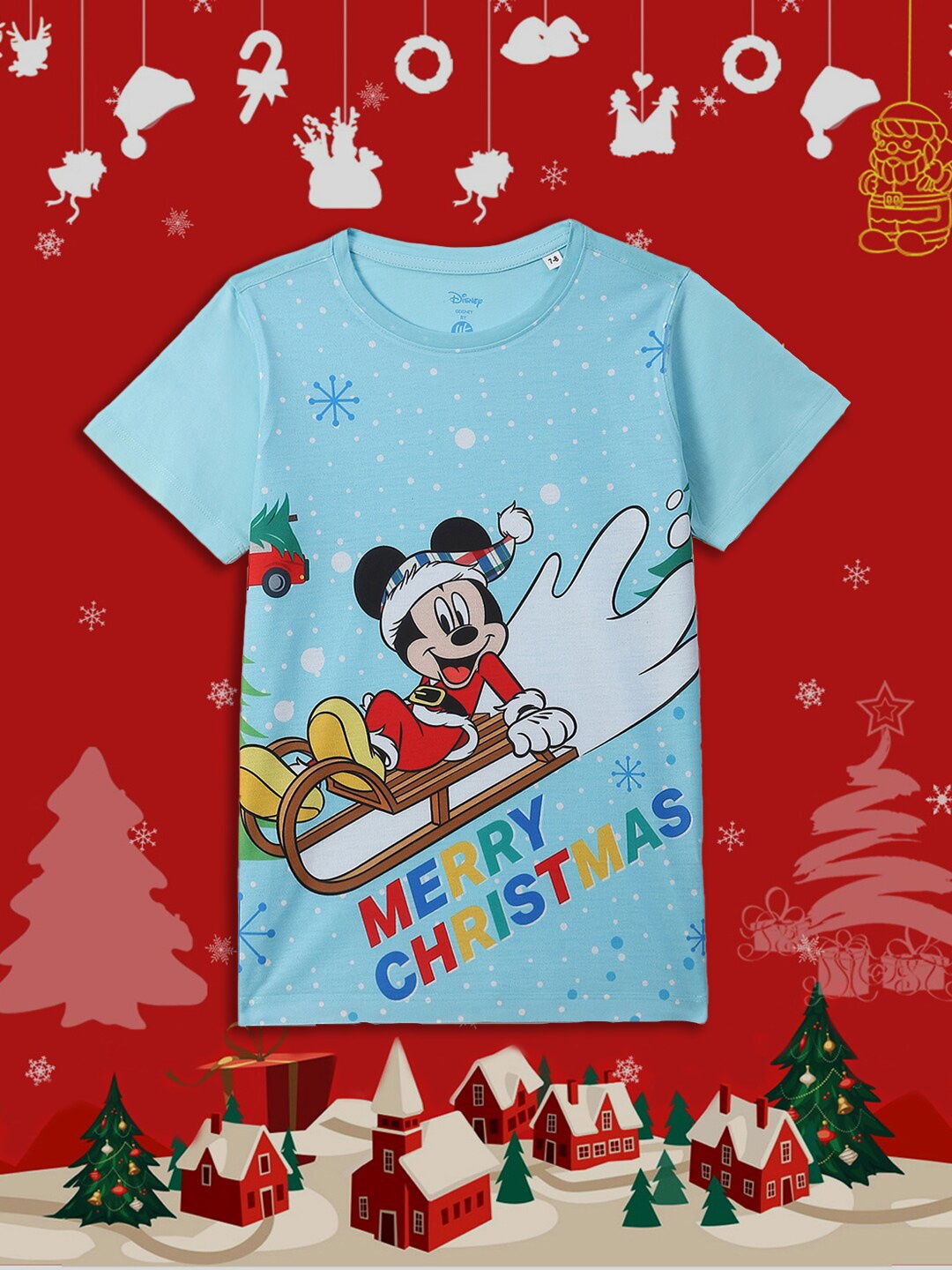 

YK Disney Boys Mickey Mouse Printed Round Neck T-shirt, Blue
