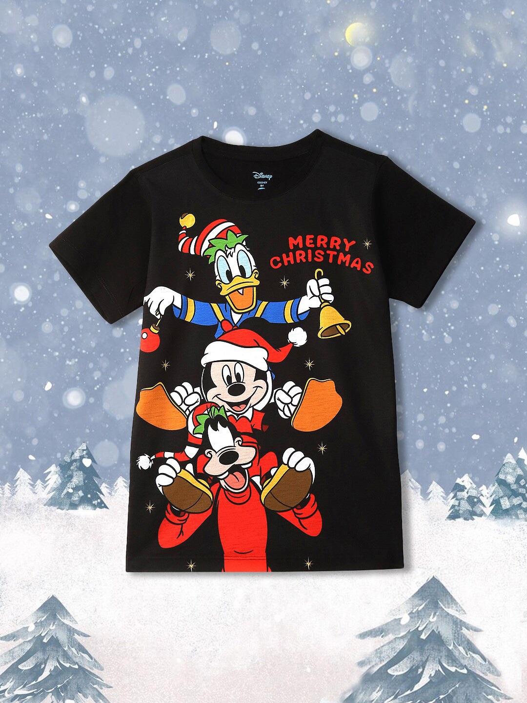 

YK Disney Boys Mickey & Friends Printed T-shirt, Black