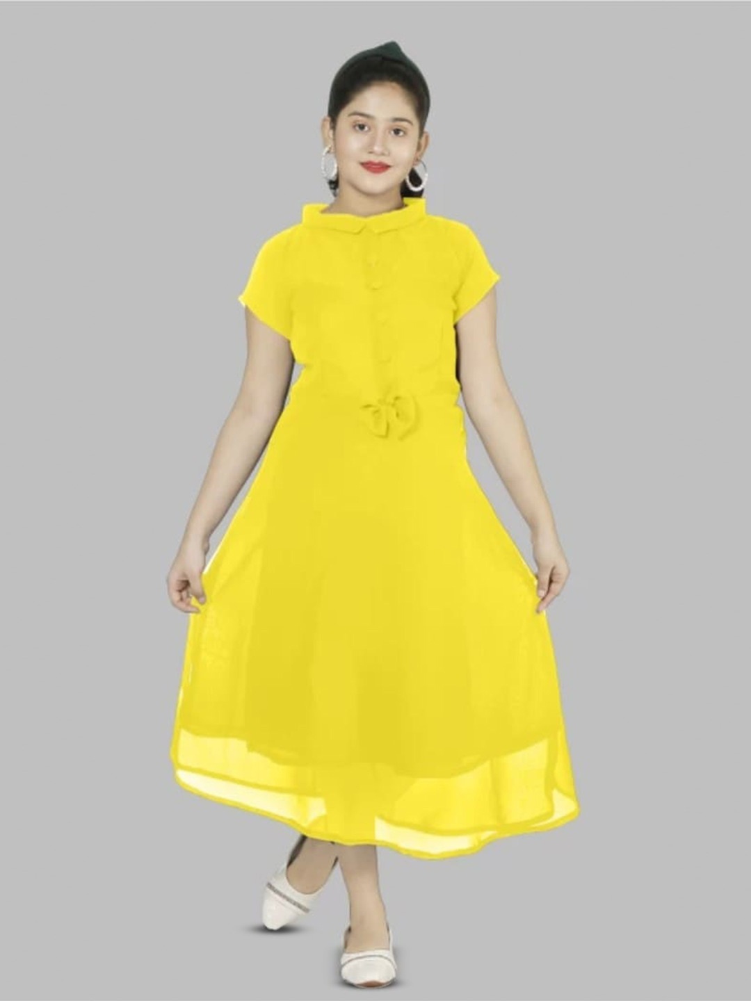 

BAESD Girls High Neck A-Line Dress, Yellow