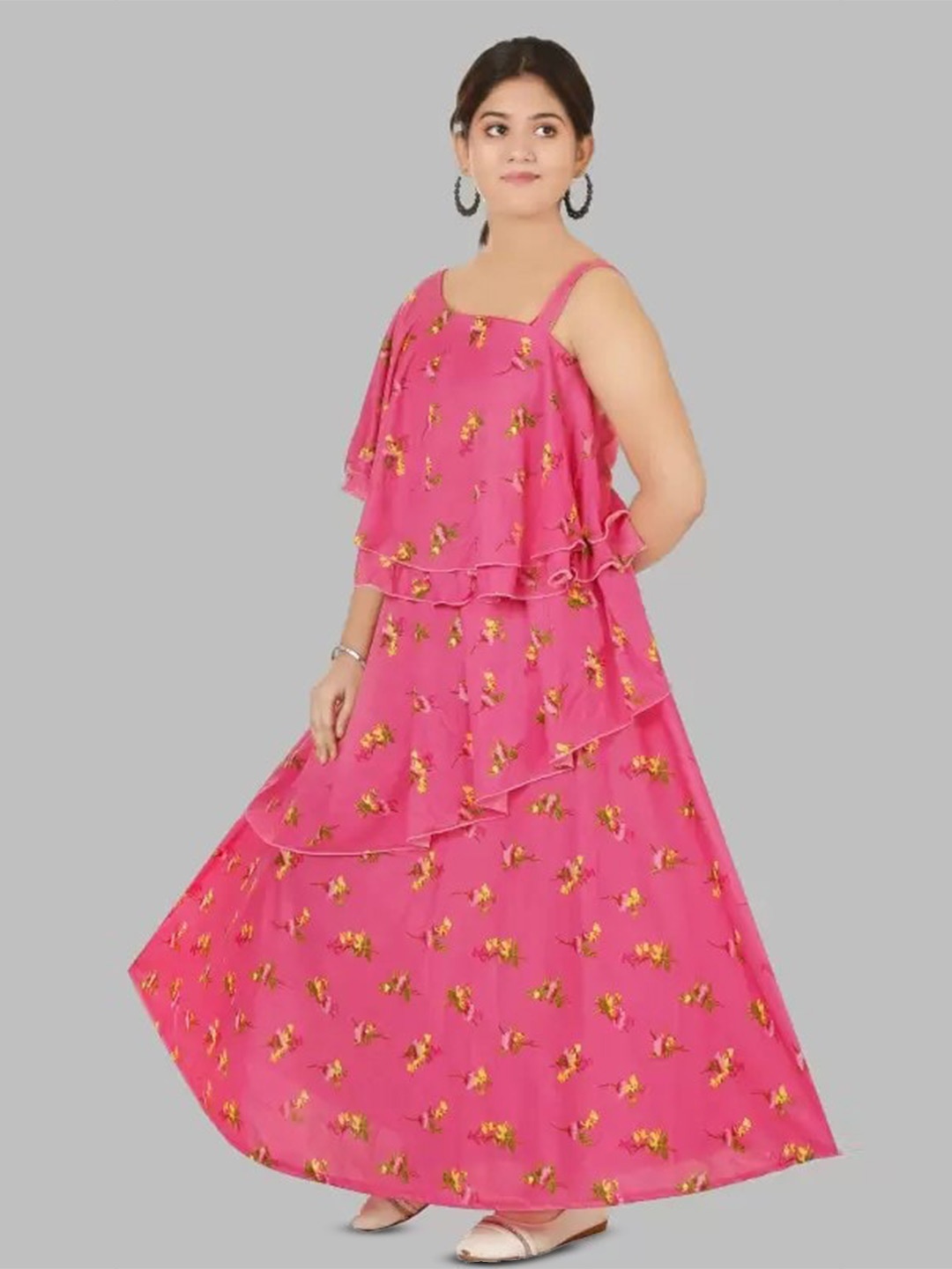 

BAESD Girls Floral Printed One Shoulder Maxi Dress, Pink