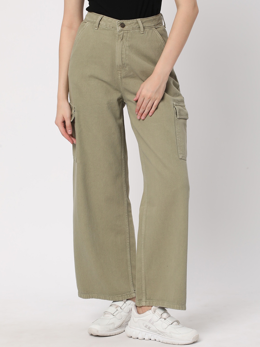 

R&B Women Wide Leg Jeans, Olive