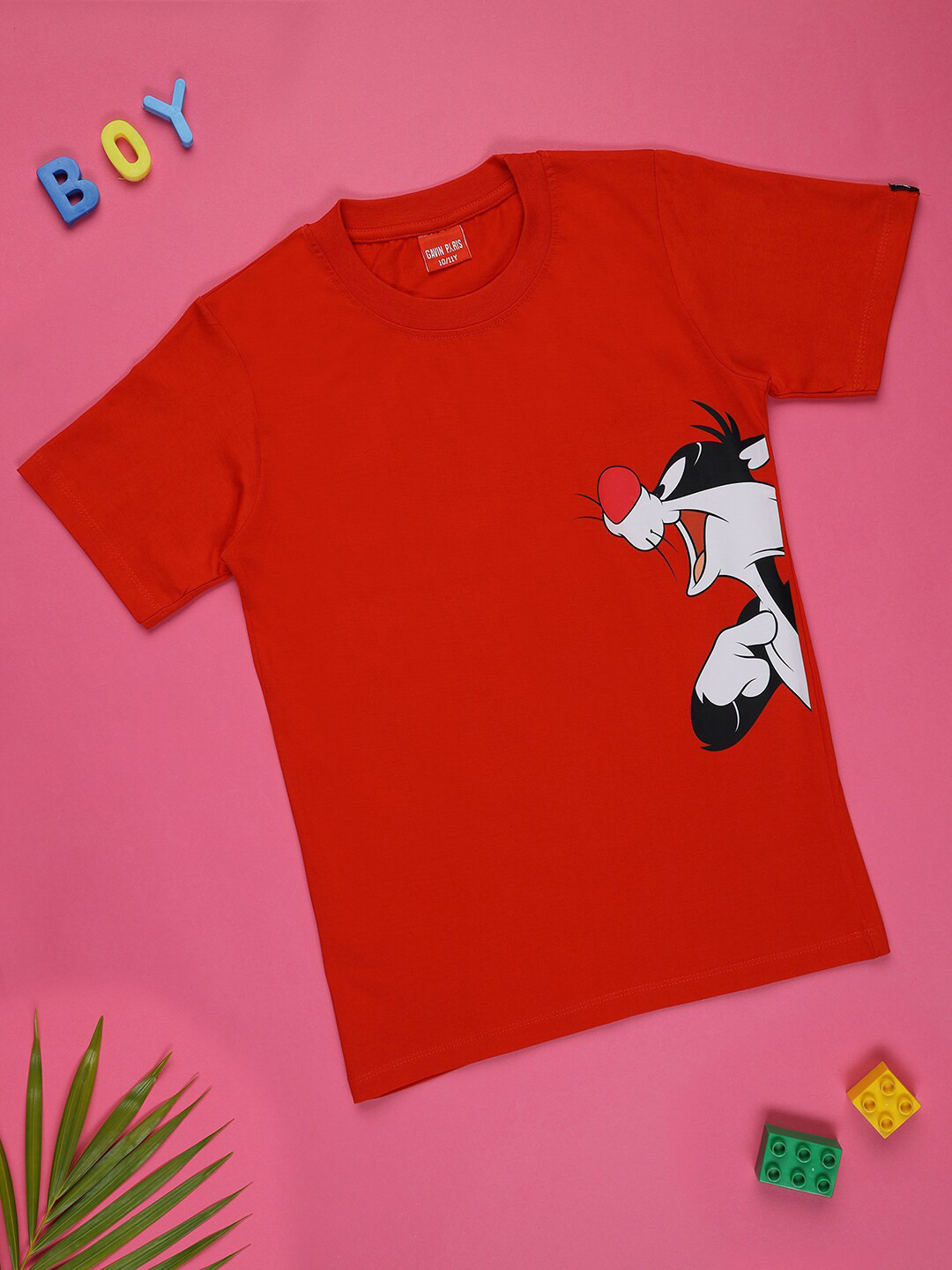 

Gavin Paris Boys Sylvester Printed Pure Cotton Bio Finish T-shirt, Red