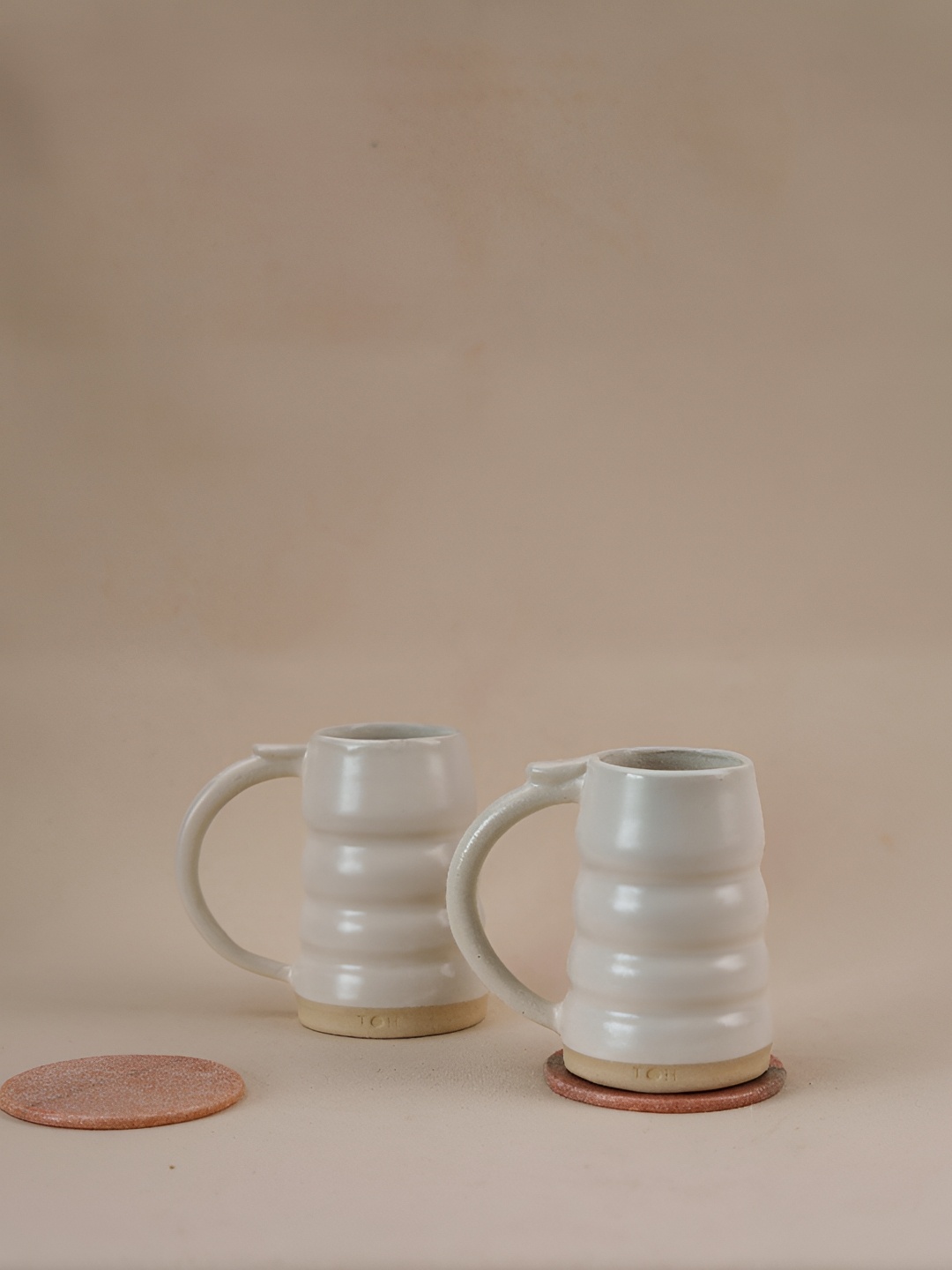

The Orby House White 2 pieces Ceramic Matte Finished Beer Mugs