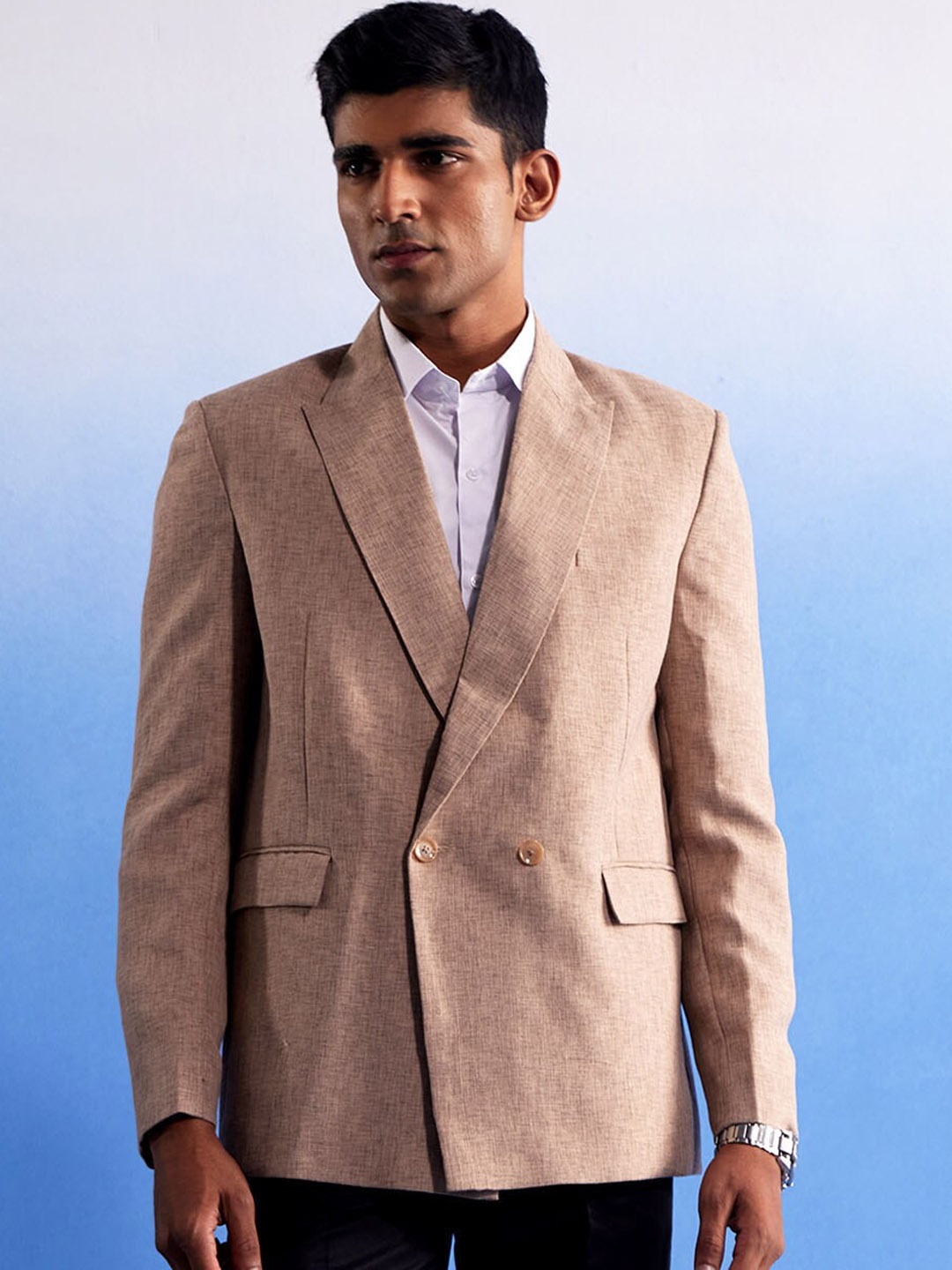 

VASTRAMAY Notched Lapel Slim Fit Single Breasted Blazer, Beige