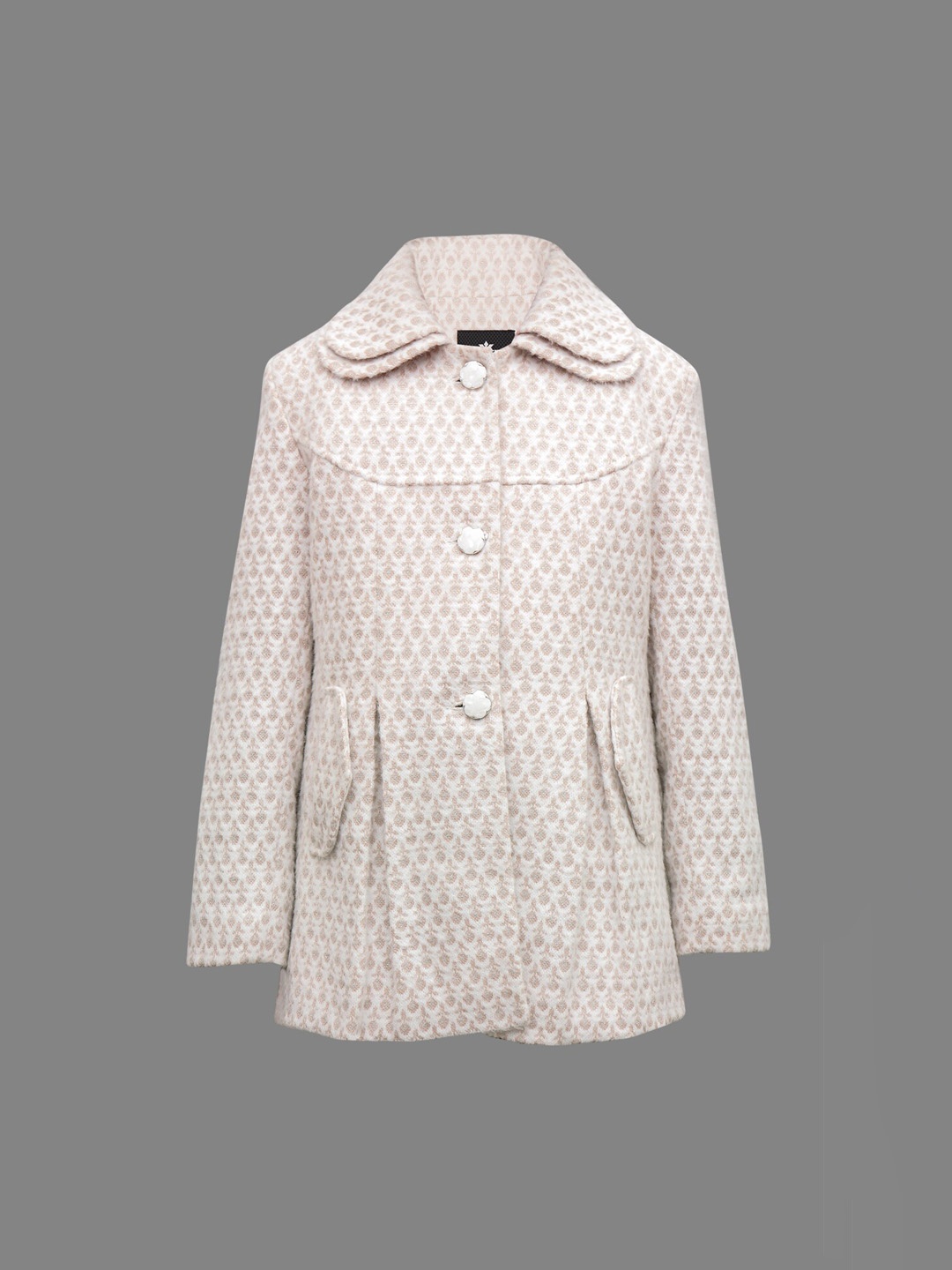 

PROTEX Girls Self-Designed Double Collared Single Breasted Woollen Overcoat, Peach