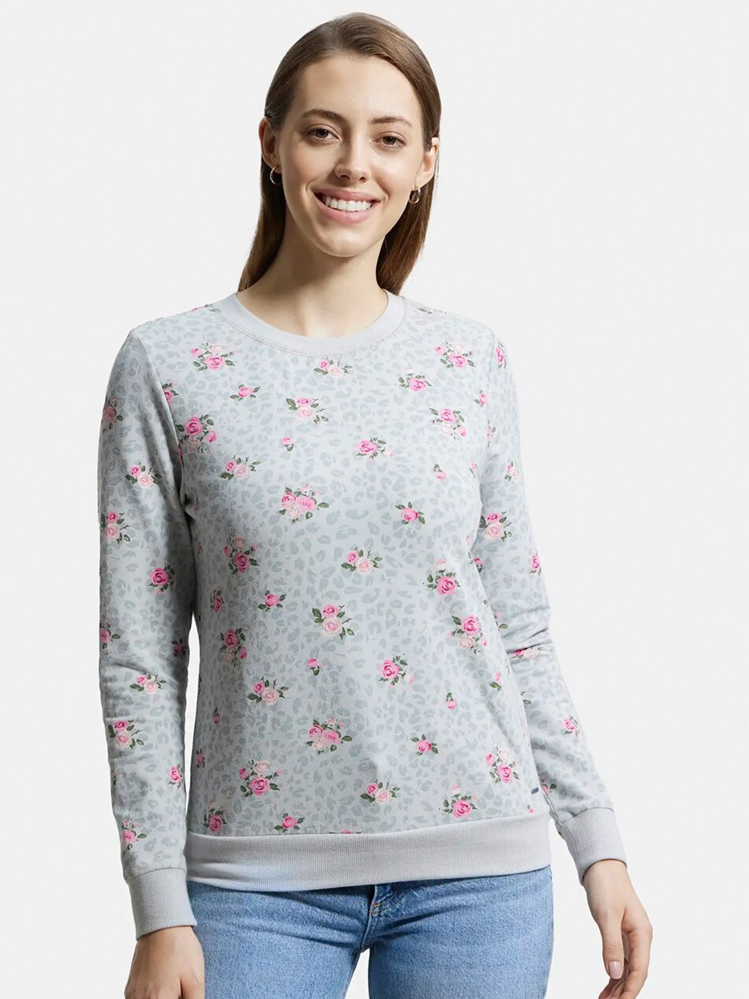 

Jockey Women Grey Printed Sweatshirt