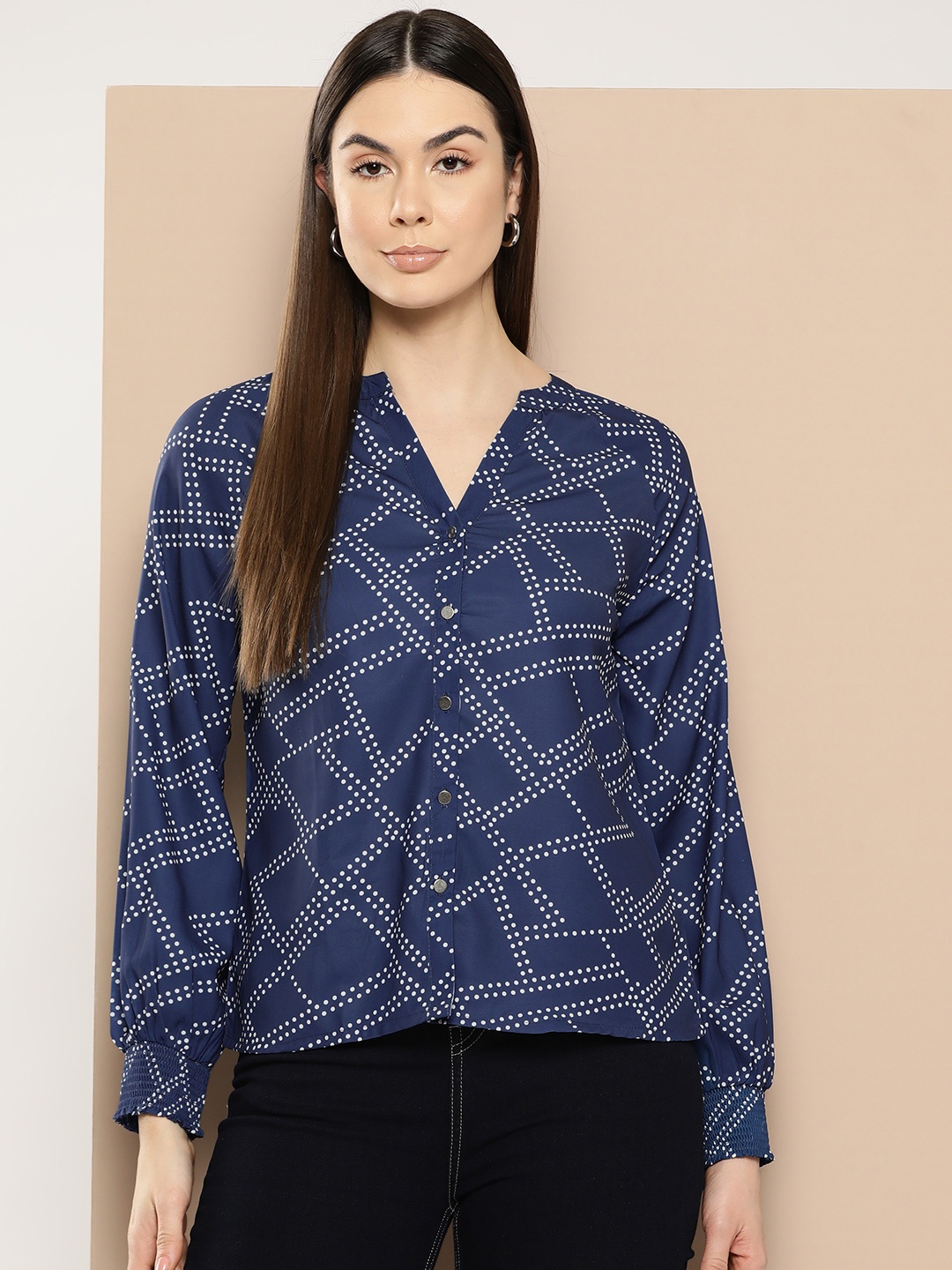 

Chemistry Printed Smart Casual Shirt, Navy blue