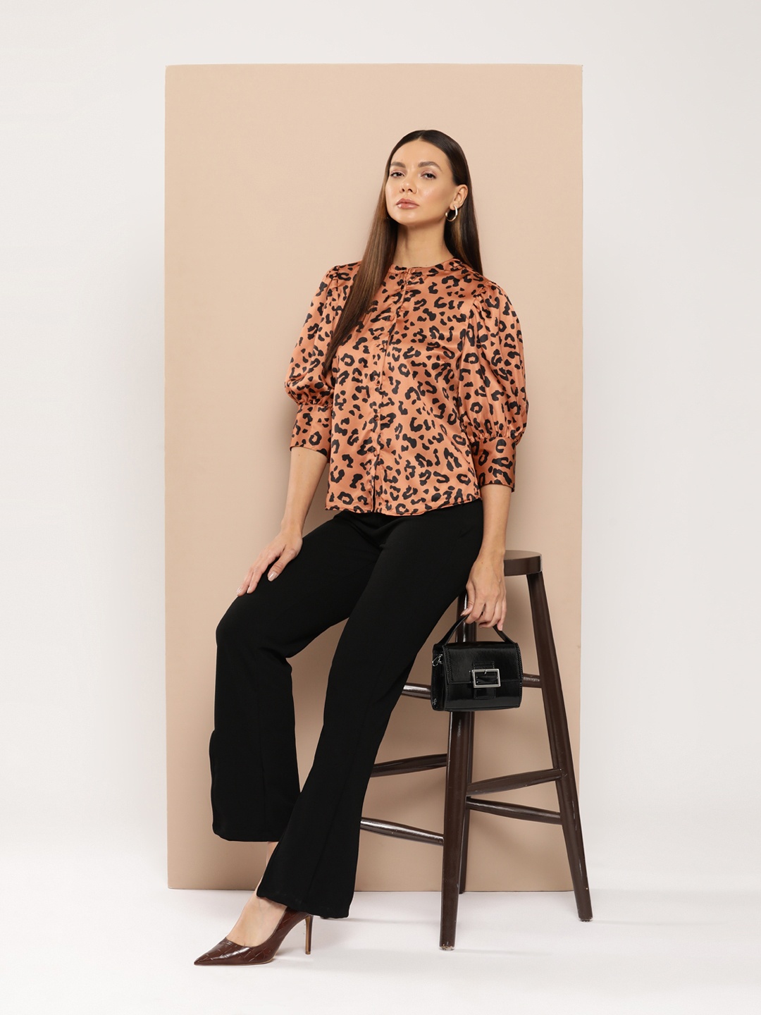 

Chemistry Animal Print Casual Shirt, Rust