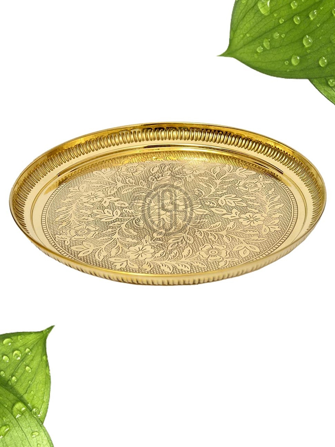 

DSH Crafting Your Curiosity Gold toned 2 pcs Floral Design Brass Pooja Thali