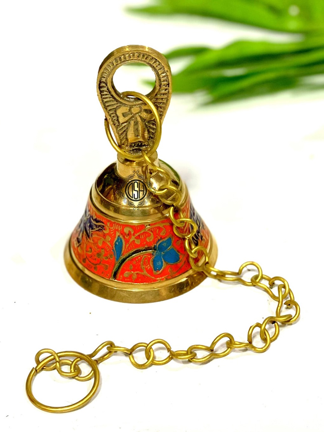 

DSH Crafting Your Curiosity Metallic toned & Red Brass Hanging Pooja Bell, Gold