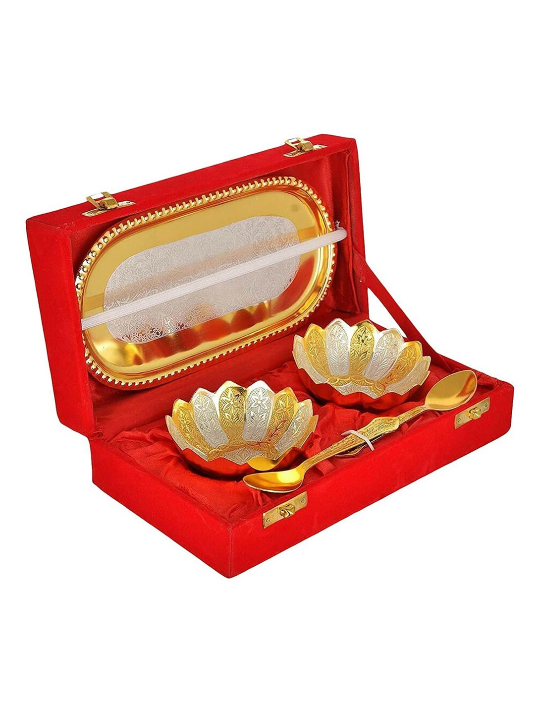 

DSH Crafting Your Curiosity 5 Pieces Serving Bowl With Spoon & Tray, Gold