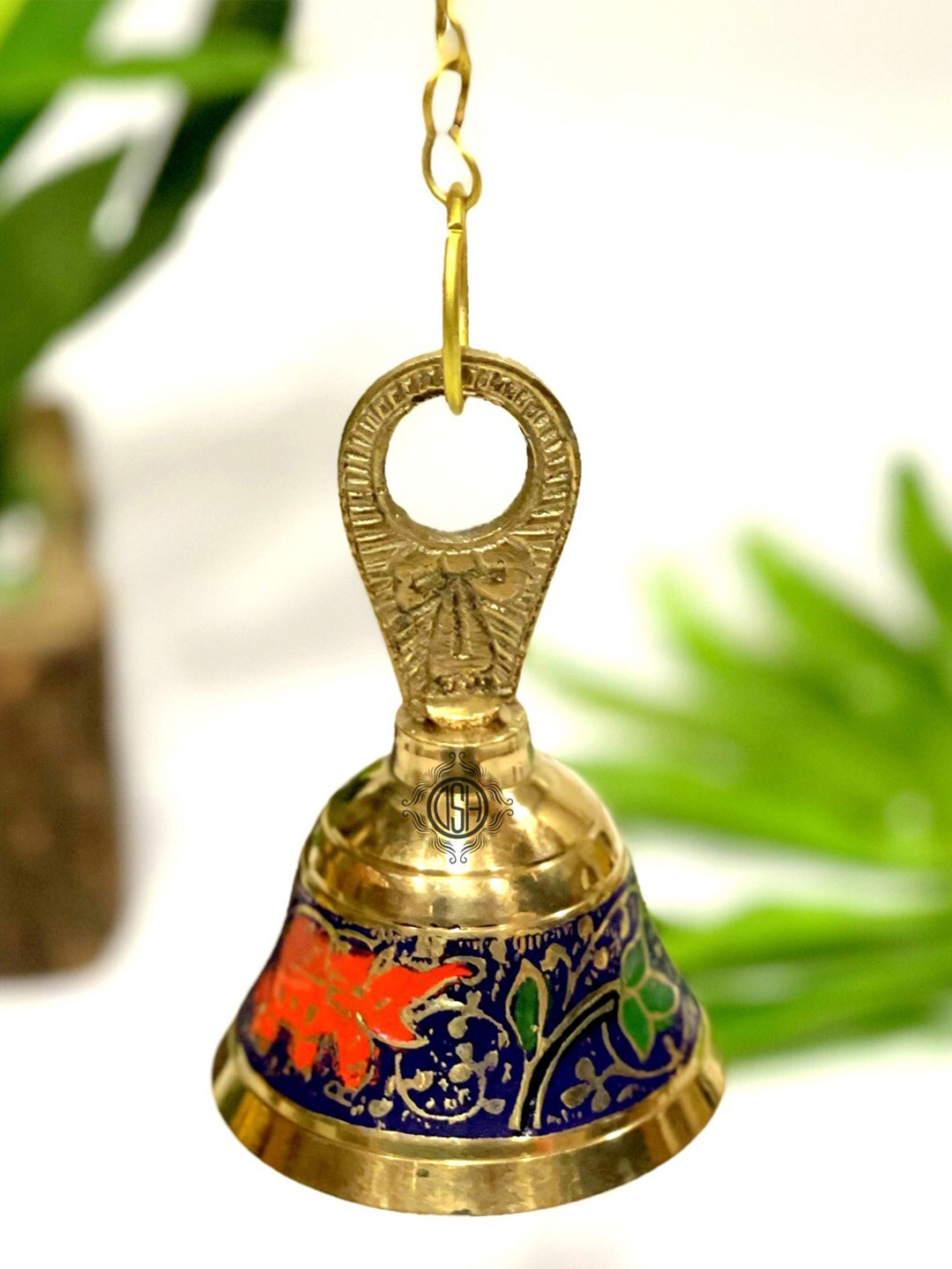 

DSH Crafting Your Curiosity 2 Pieces Blue & Red Brass Hanging Bell, Gold