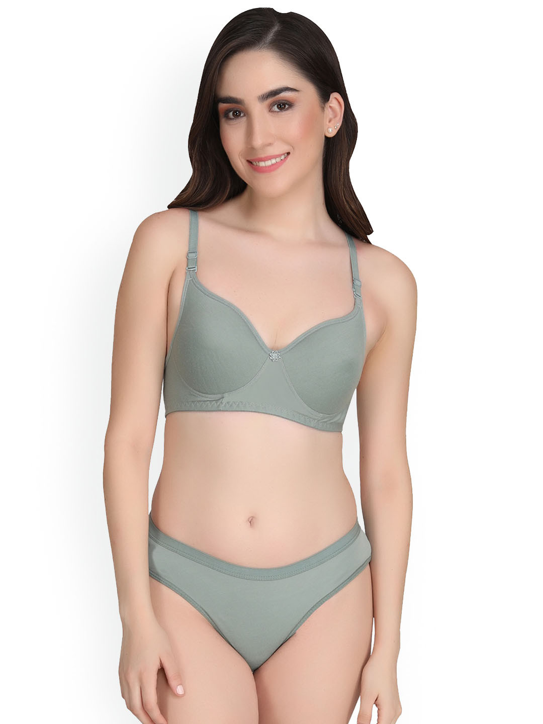 

Liigne Non Padded Lingerie Set, Green