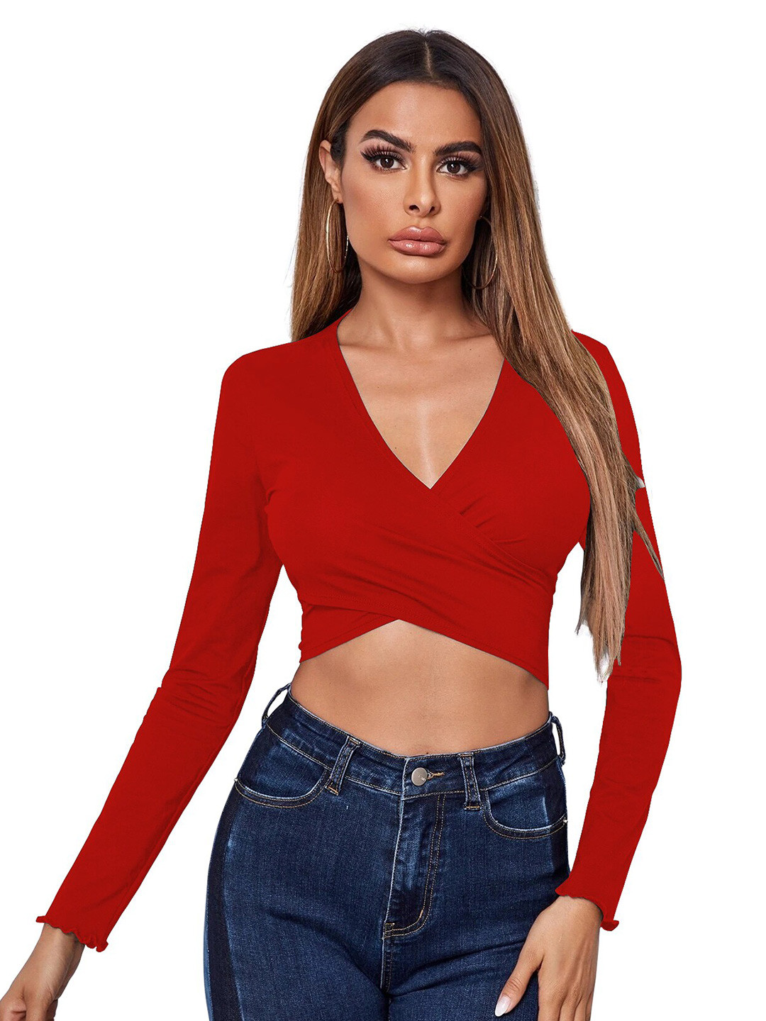 

BAESD Wrap Crop Top, Red