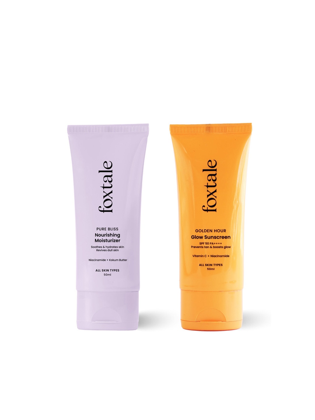 

FoxTale Vitamin C & Niacinamide SPF 50 Sunscreen 50ml & Daily Glow Face Moisturizer 50ml, Yellow