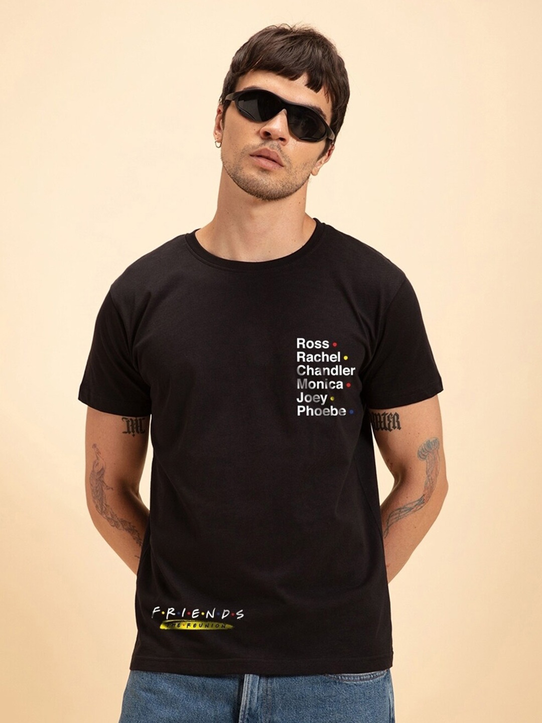 

Bewakoof Friends Printed Cotton T-shirt, Black