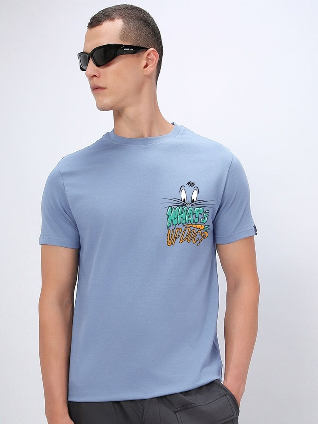 

Bewakoof Blue Looney Tunes Printed Cotton T-shirt