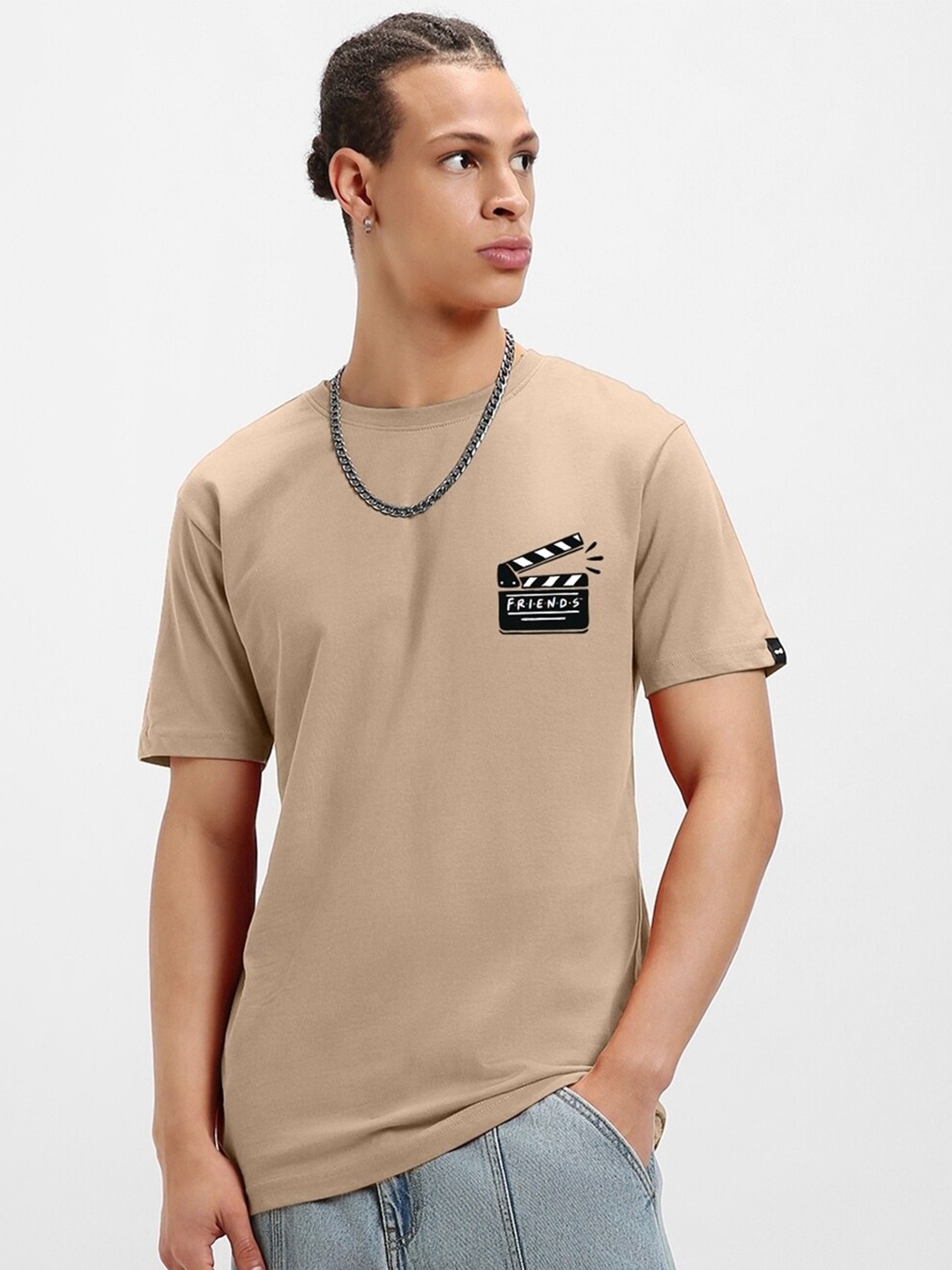 

Bewakoof Official Friends Merchandise Graphic Printed Cotton T-shirt, Brown