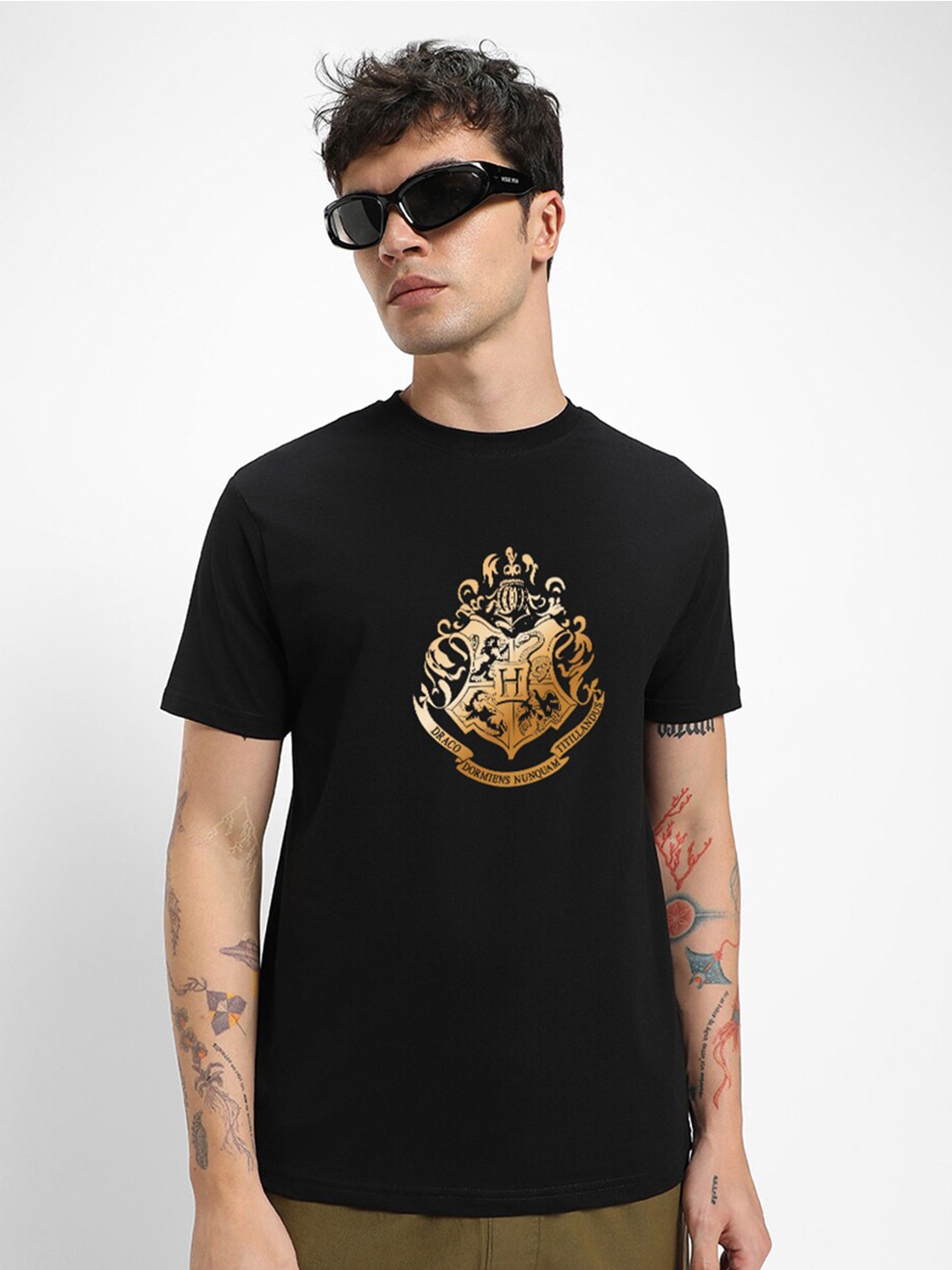 

Bewakoof Harry Potter Printed Cotton T-shirt, Black