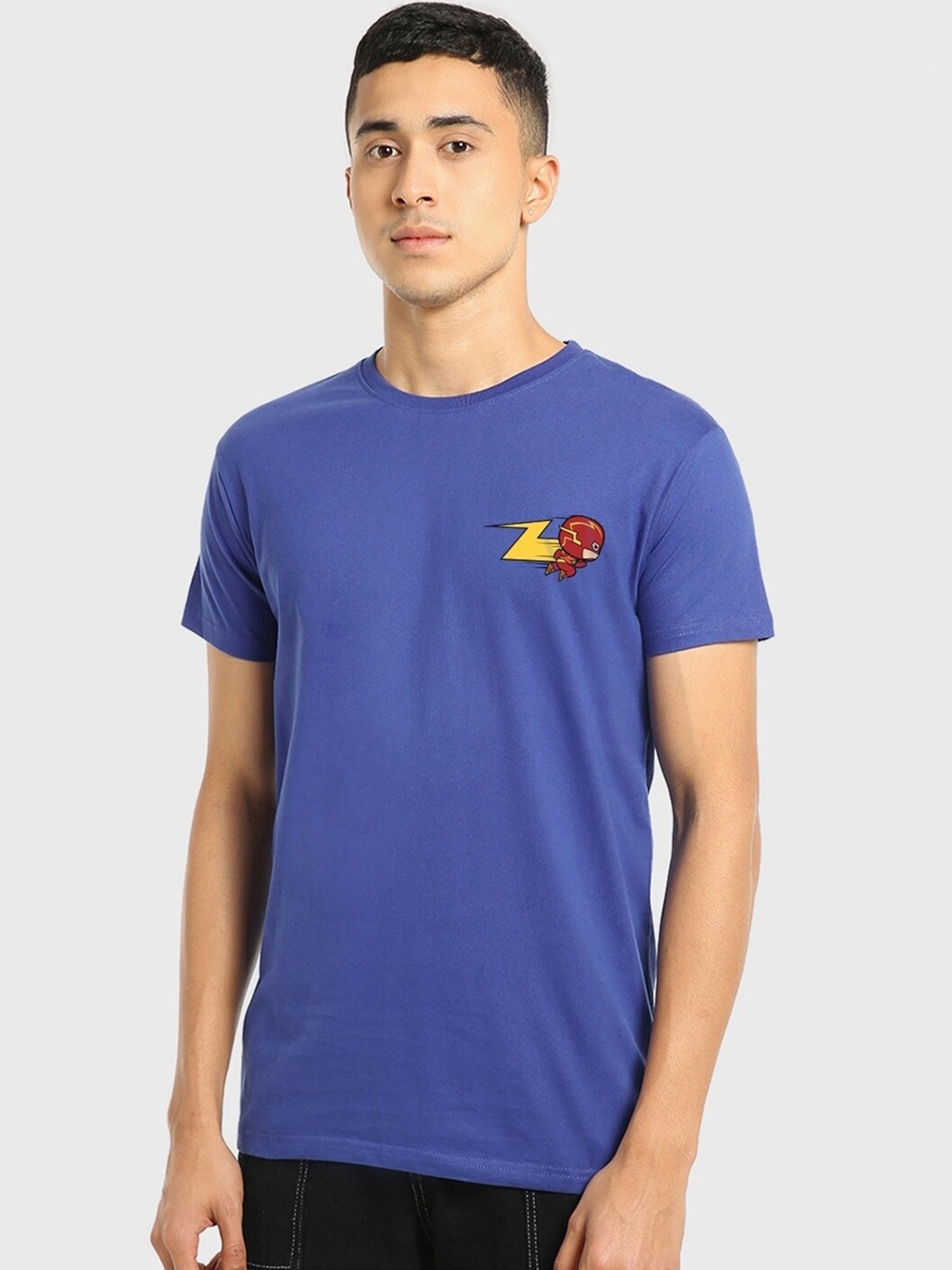 

Bewakoof Blue Chibi Flash Printed Cotton T-shirt