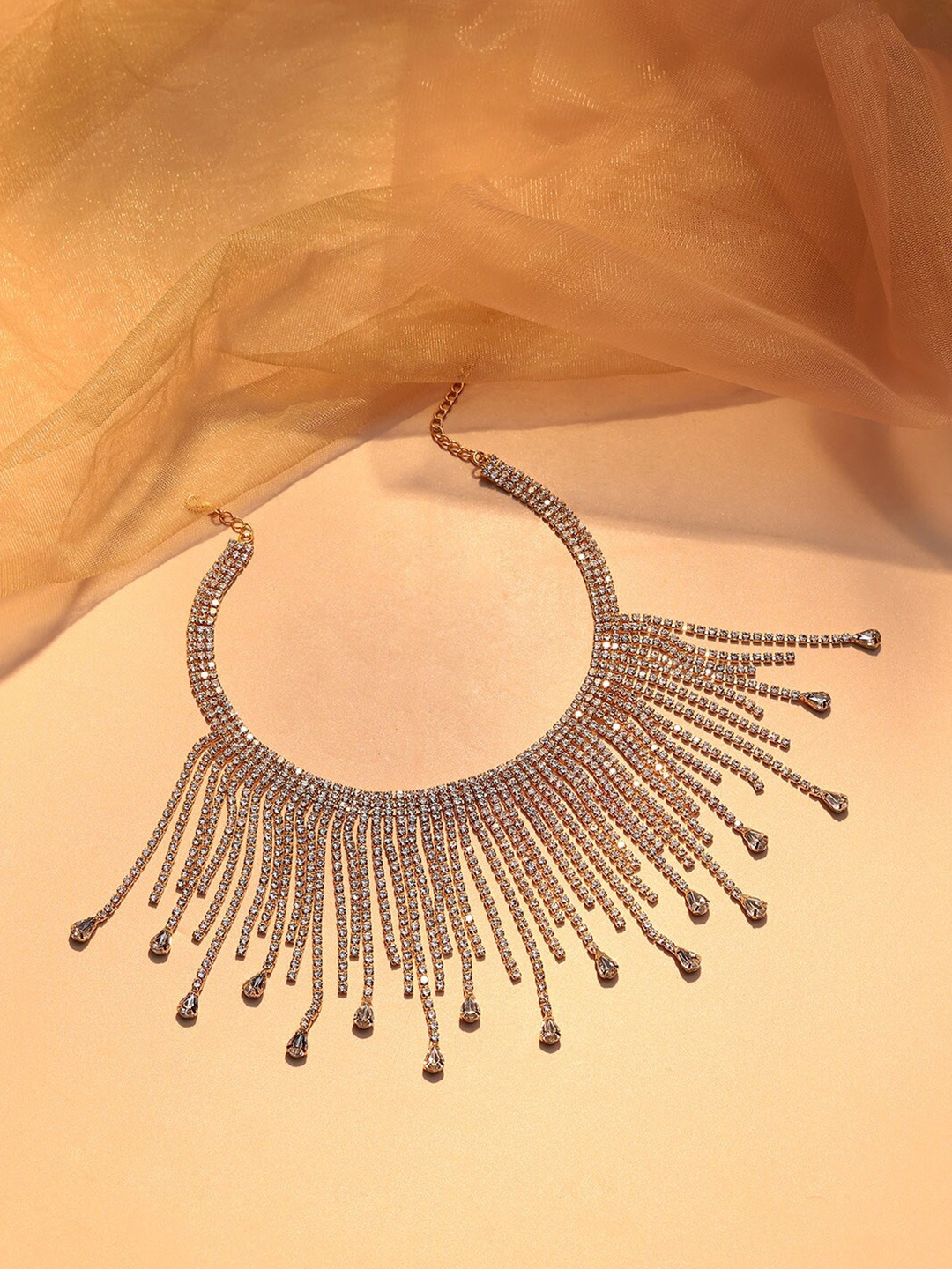 

SOHI Silver-Plated Stone Studded Statement Necklace