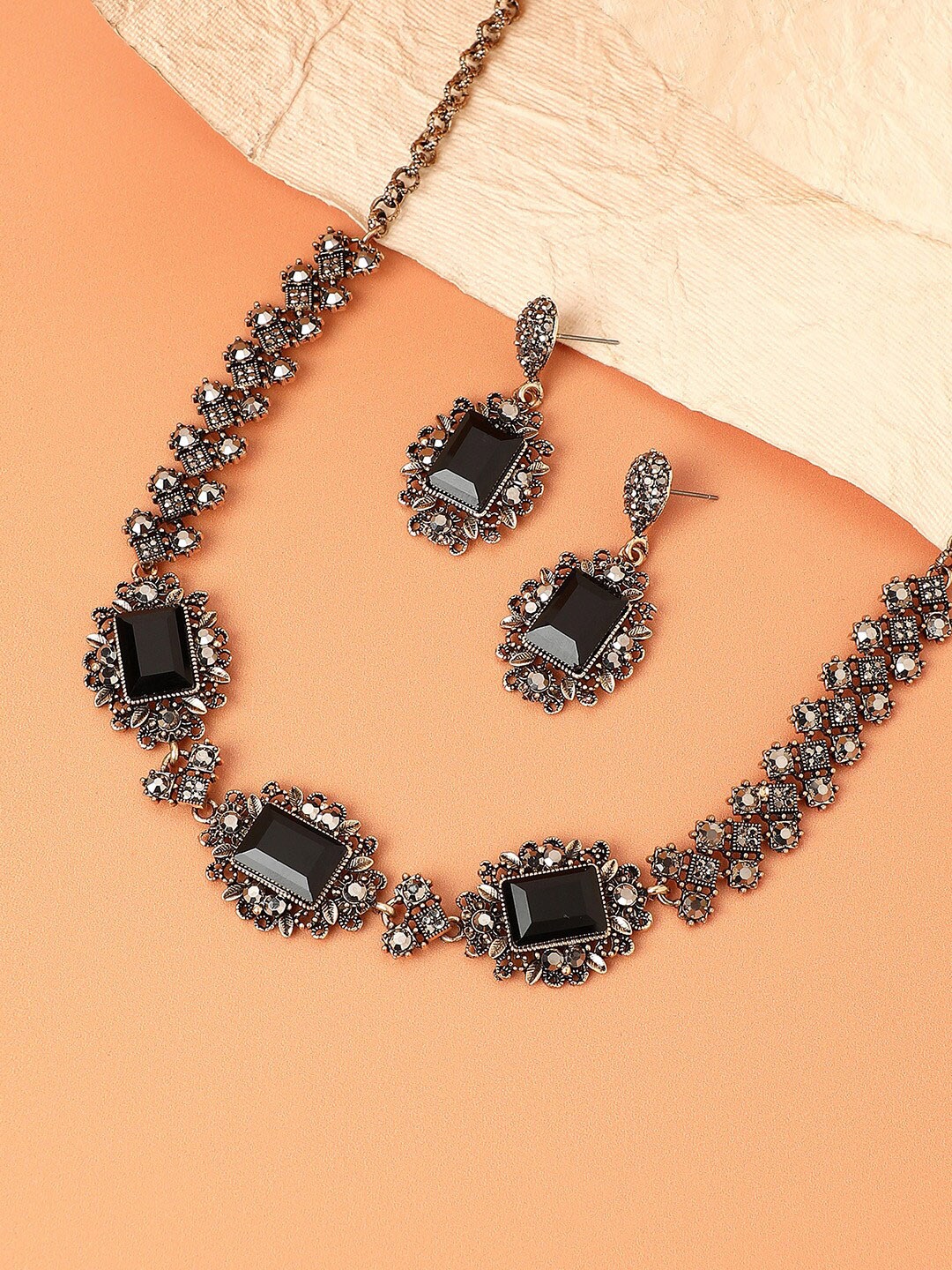 

SOHI Gold-Plated Stone-Studded Jewellery Set