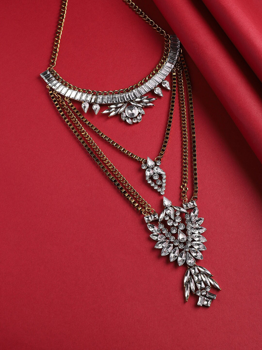 

SOHI Gold-Plated Stone-Studded Necklace