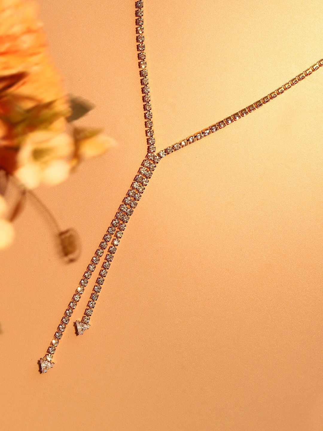 

SOHI Silver-Plated Artificial Stones Studded Necklace, Gold