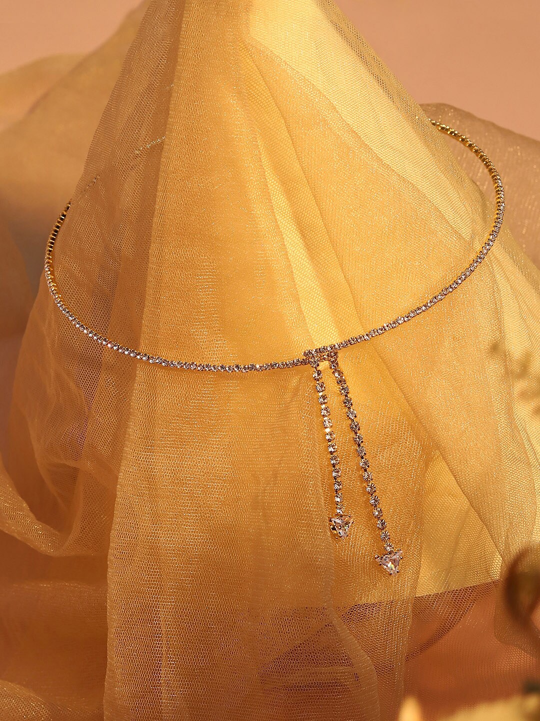 

SOHI Silver-Plated Artificial Stones Studded Necklace, Gold