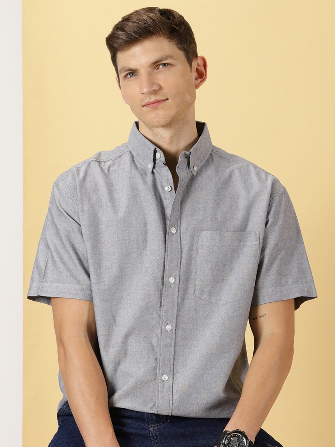 

Thomas Scott Relaxed Boxy Pure Cotton Casual Shirt, Grey