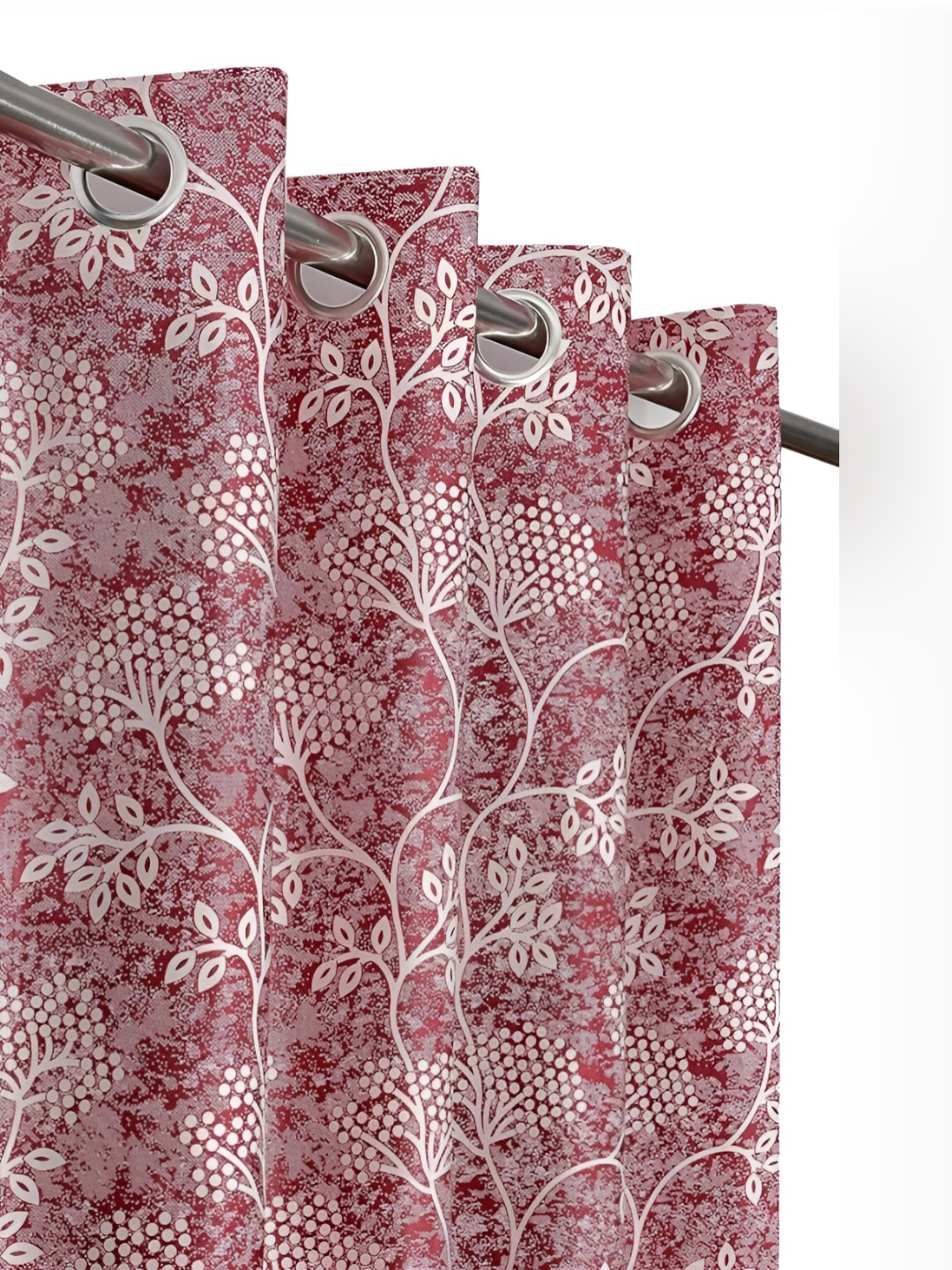 

Curtain King Maroon & White 2 Pieces Floral Regular Window Curtains