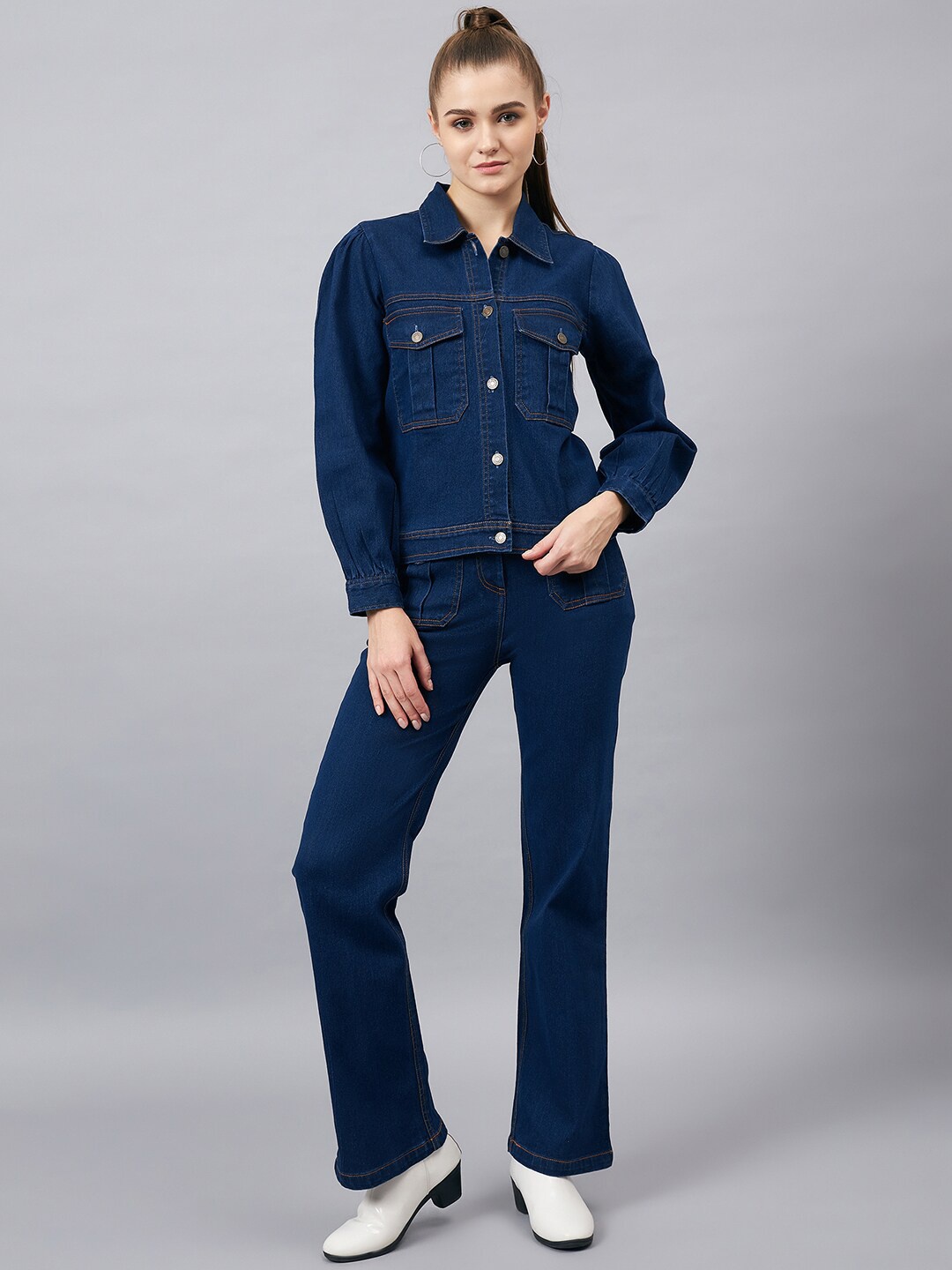 

Chemistry Shirt Collar Shirt & Flared Trouser, Blue