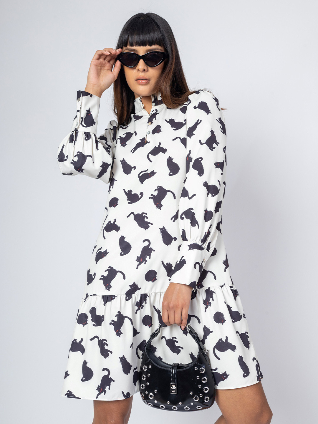 

H&M High Neck Full Sleeve Dress, White