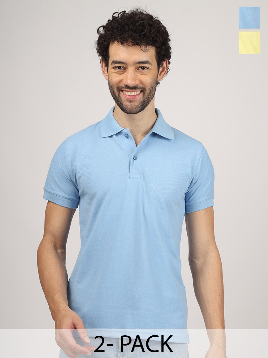

Greylongg Pack Of 2 Polo Collar Short Sleeves T-shirt, Yellow