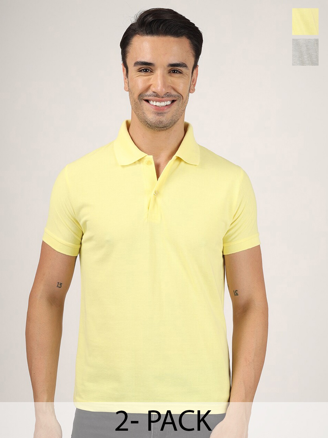 

Greylongg Pack Of 2 Polo Collar T-shirt, Yellow
